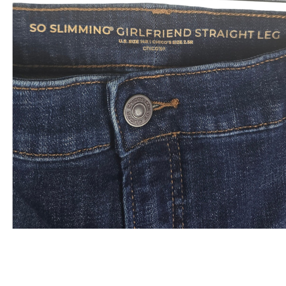 Jeans Chico's So Slimming Girlfriend Straight Leg Jeans 14R *Read - Picture 3 of 5